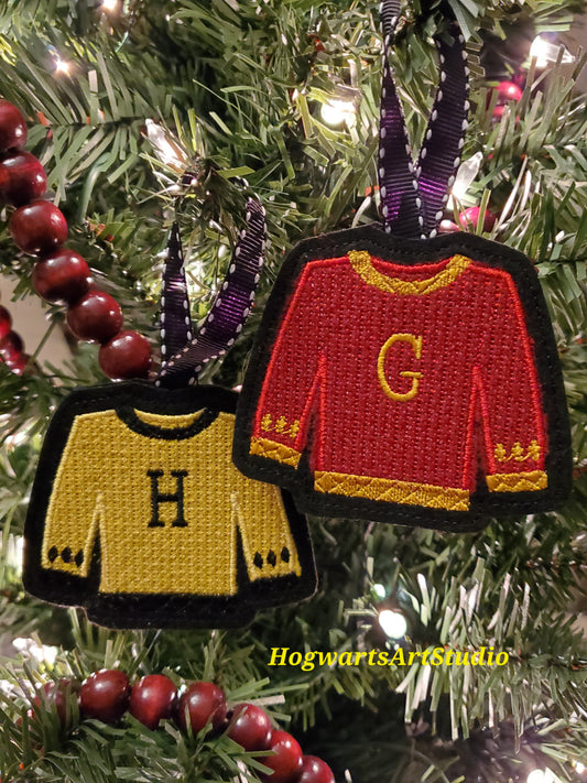 Christmas Holiday Sweater Ornament - Choose your color and letter combination!