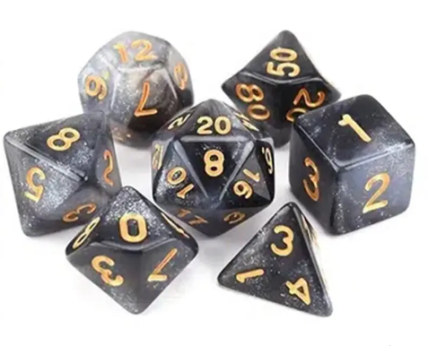 Galaxy Dice- Set of 7 shimmery die, modeled after far away galaxies