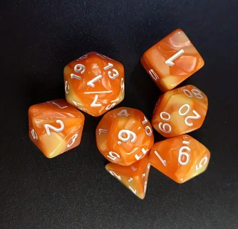"Butterscotch" 7 Piece Polyedral D&D RPG Gaming Dice Set