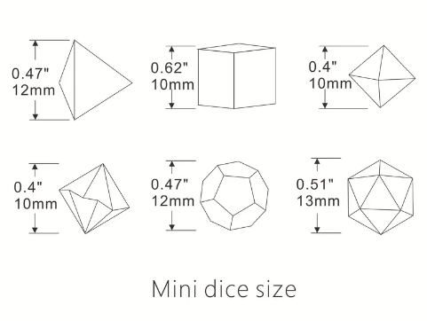 Miniature Shimmery White Polyhedral Dice 7 Piece Set- the cutest little dice ever!