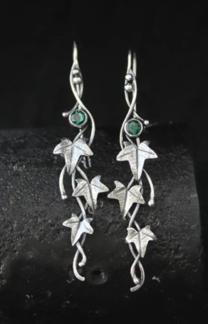 Ivy Leaf Earrings- emerald, amethyst, garnet or sapphire options