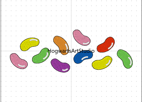 Jelly Bean Embroidery Design Files - Fill Stitch And Satin Stitch Versions- Instant Download!