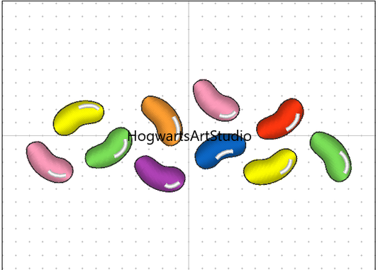 Jelly Bean Embroidery Design Files - Fill Stitch And Satin Stitch Versions- Instant Download!