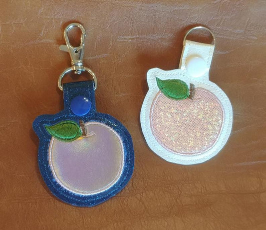 Sweet Peach Keychain Embroidery Design - Instant Download