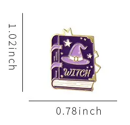 Purple Spell Book Pin - cute anime style witch hat tome