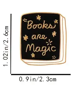 "Books are Magic" book cover enameled pin