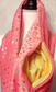 Pink Scarf with Hidden Zipper Pocket - Gorgeous Gold Foil Hearts
