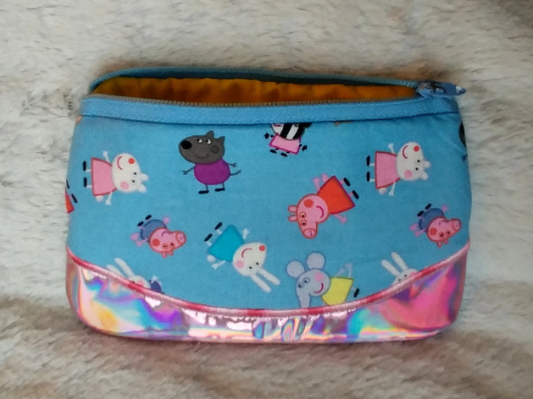 Pink Pig Zipper Bag - fully lined
