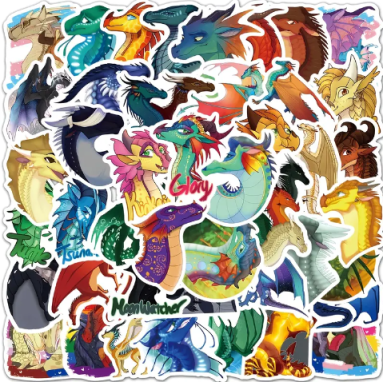 Colorful Dragon Stickers- set of 5