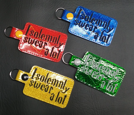 I Swear A Lot Keychain - red, yellow, green, or blue glitter vinyl options