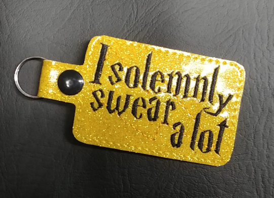 I Swear A Lot Keychain - red, yellow, green, or blue glitter vinyl options