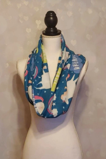 unicorn and drinks themed scarf