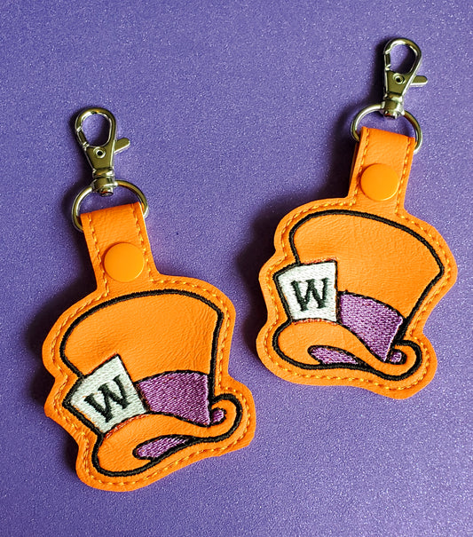 WWW Orange and Purple Top Hat Keychain