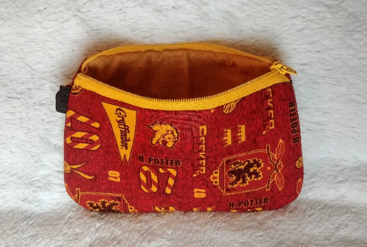 House Mascot Zipper Bag - fully lined! Choose from Red Lion, Yellow Badger, Green Snake or Blue Bird