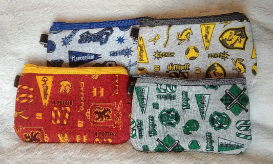 House Mascot Zipper Bag - fully lined! Choose from Red Lion, Yellow Badger, Green Snake or Blue Bird